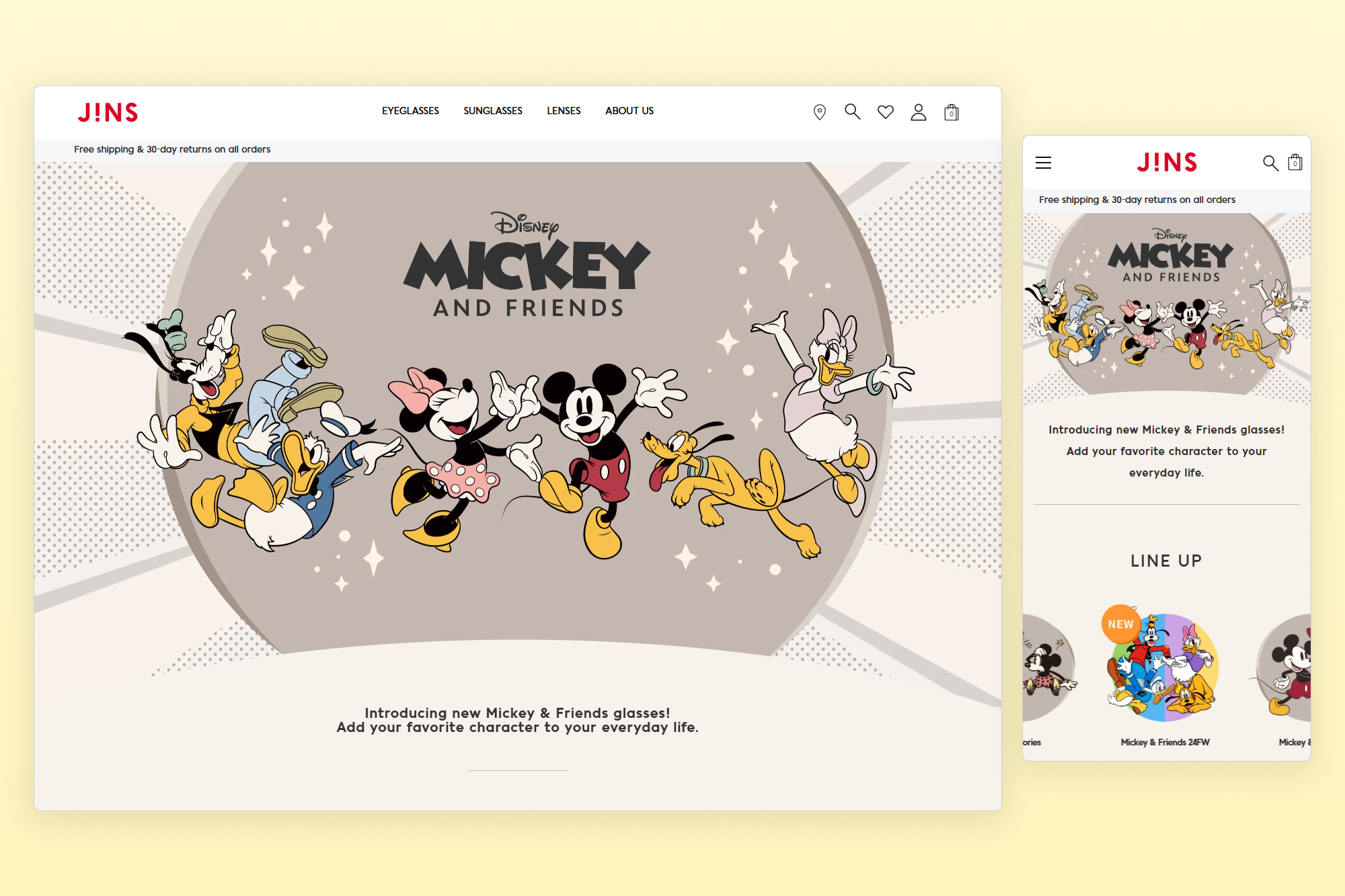 JINS x Disney Mickey & Friends landing page