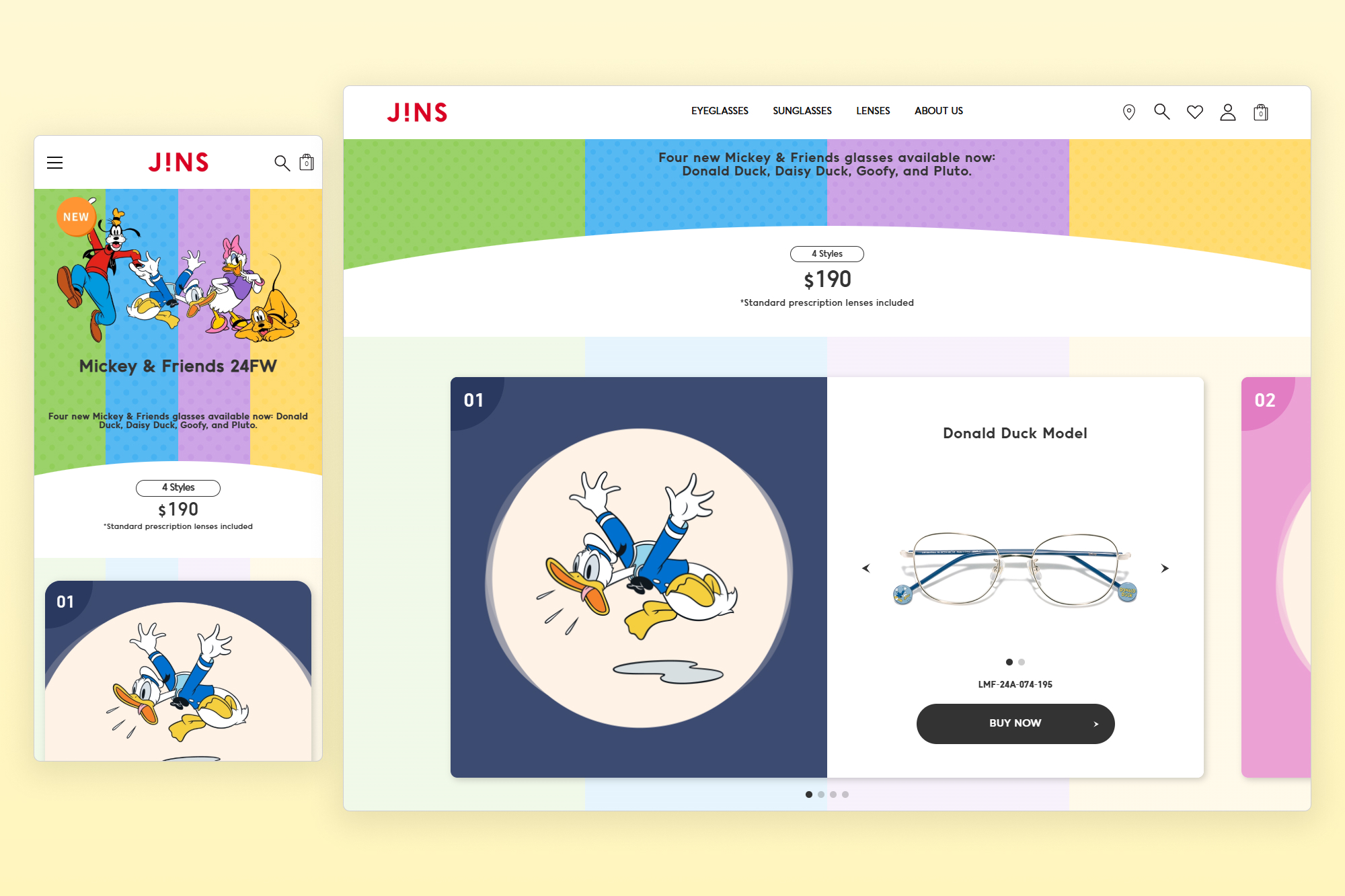 JINS x Disney Mickey & Friends landing page