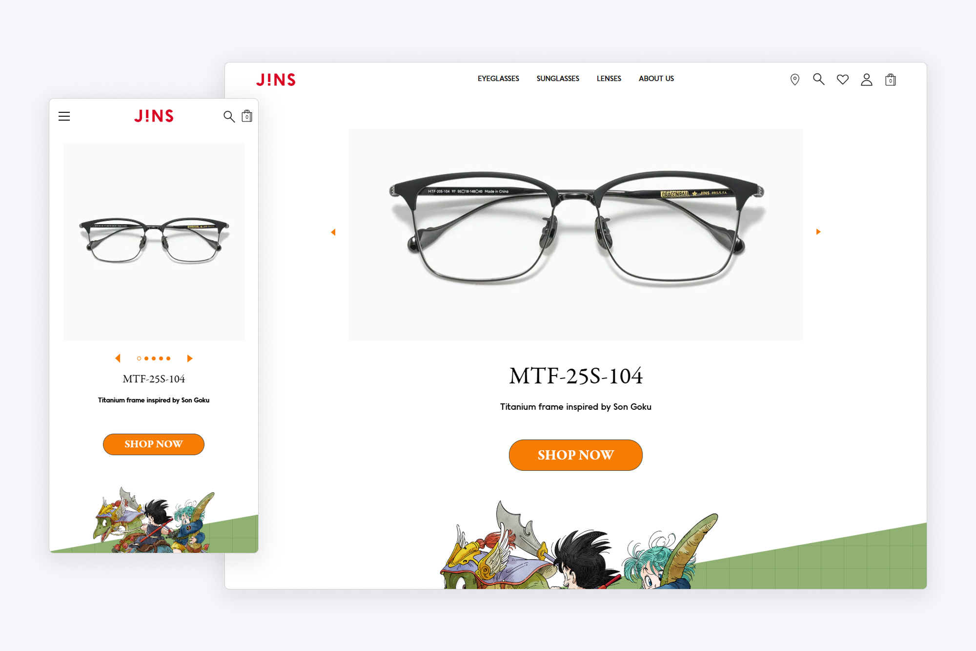 JINS x Dragon Ball landing page