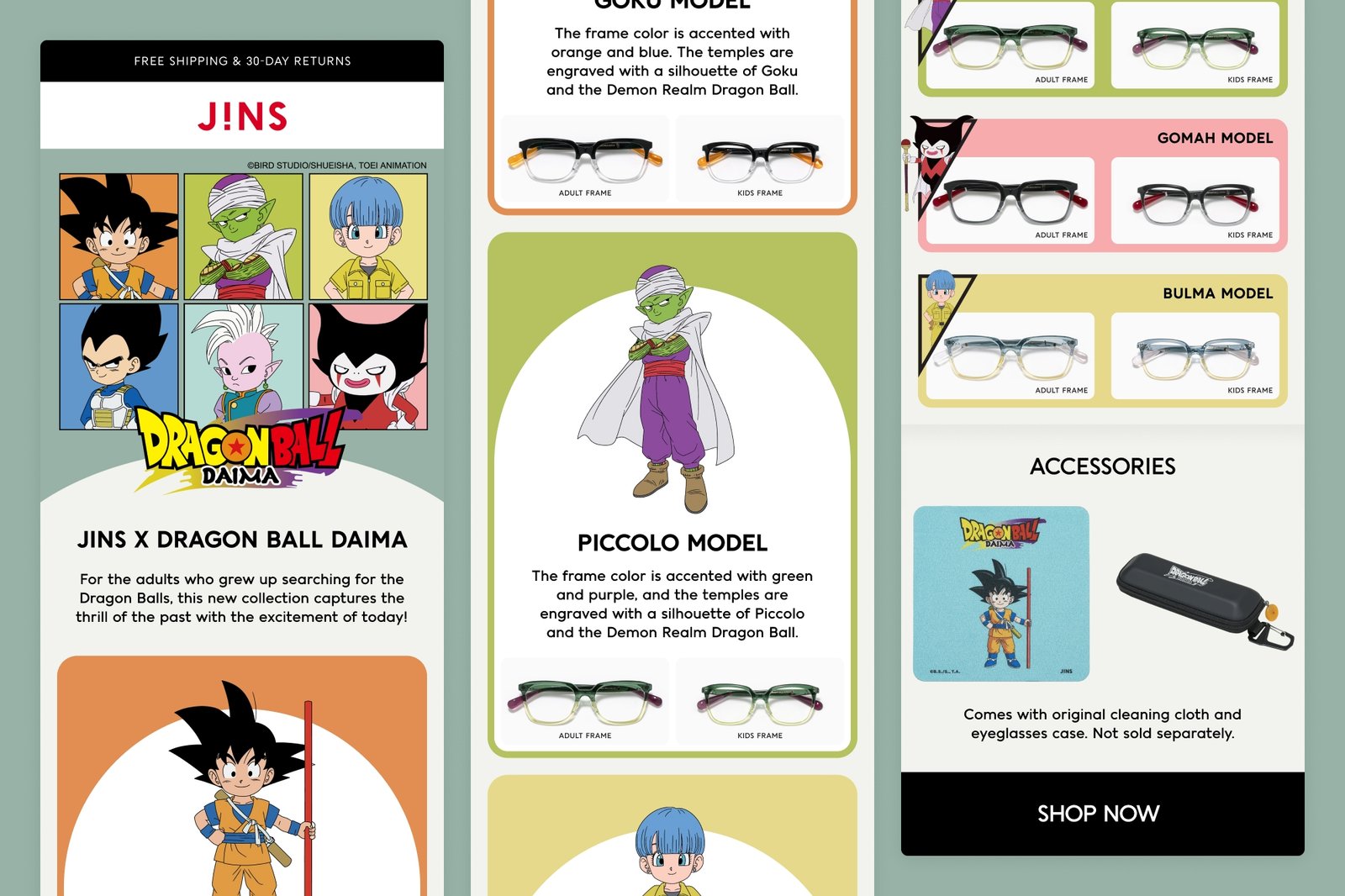 Special Collaboration JINS Dragonball Daima email campaign