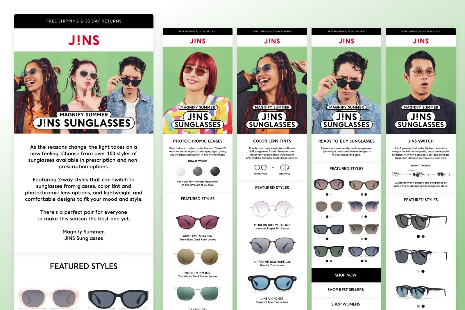 JINS Sunglasses: Magnify Summer email campaign