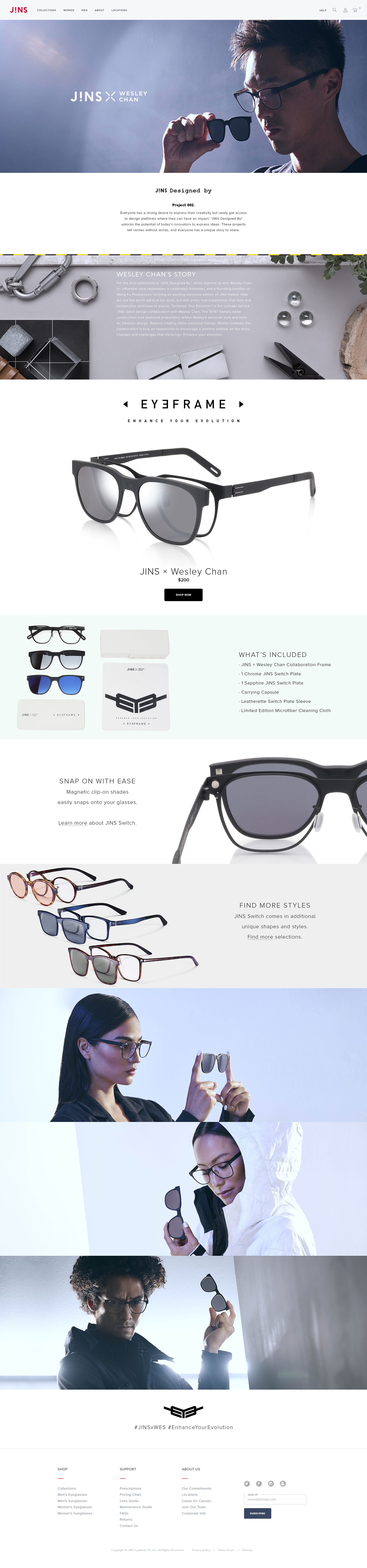 JINS EYE Frame product landing page
